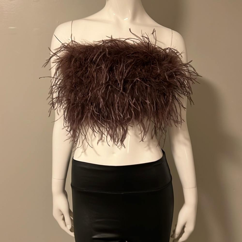 Lamarque Strapless Bustier color chocolate feathers - Picture 2 of 12
